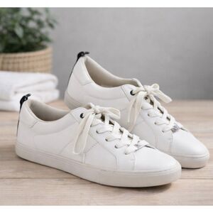 Tommy Hilfiger Twlamzey-C Sneakers White Faux Leather Shoes Lace Up Womens 8